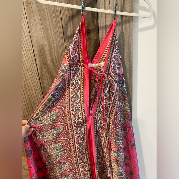 Planet Blue - Hot Pink Multi-Colored Handkerchief Halter Dress, 1 size - Picture 5 of 8